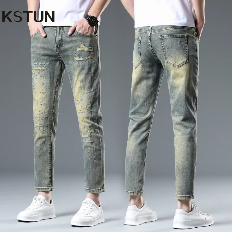 KSTUN Mens Jeans Brand Motocycle Jeans Skinny Ripped Pencil Pants Patchwork Streetwear Ankle Length Summer Destroyed Jeans 2025
KSTUN Mens Jeans Brand Motocycle Jeans Skinny Ripped Pencil Pants Patchwork Streetwear Ankle Length Summer Destroyed Jeans 2025