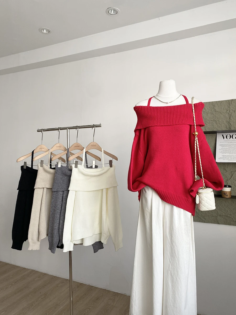 Loose Fit Lazy Style Shoulder Bared Long Sleeve Women's Sweater Winter 2025 New Arrival Korean Style Casual Loose Top
Loose Fit Lazy Style Shoulder Bared Long Sleeve Women's Sweater Winter 2025 New Arrival Korean Style Casual Loose Top