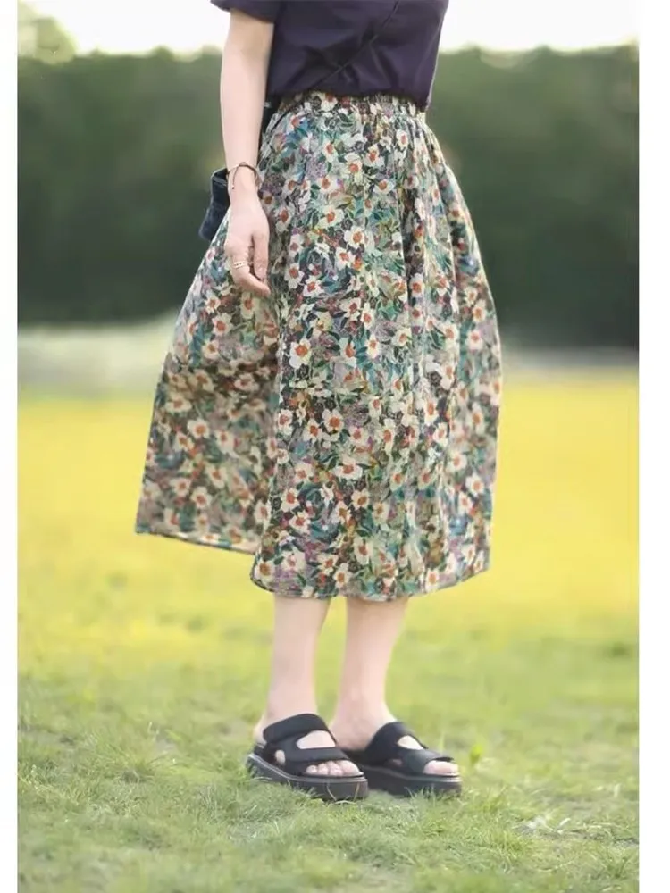 High Waist A-Line Skirt Floral Oil Painting Design Silk Cotton Blend Mid-Length Spring Summer Women's Faion plus Size
High Waist A-Line Skirt Floral Oil Painting Design Silk Cotton Blend Mid-Length Spring Summer Women's Faion plus Size