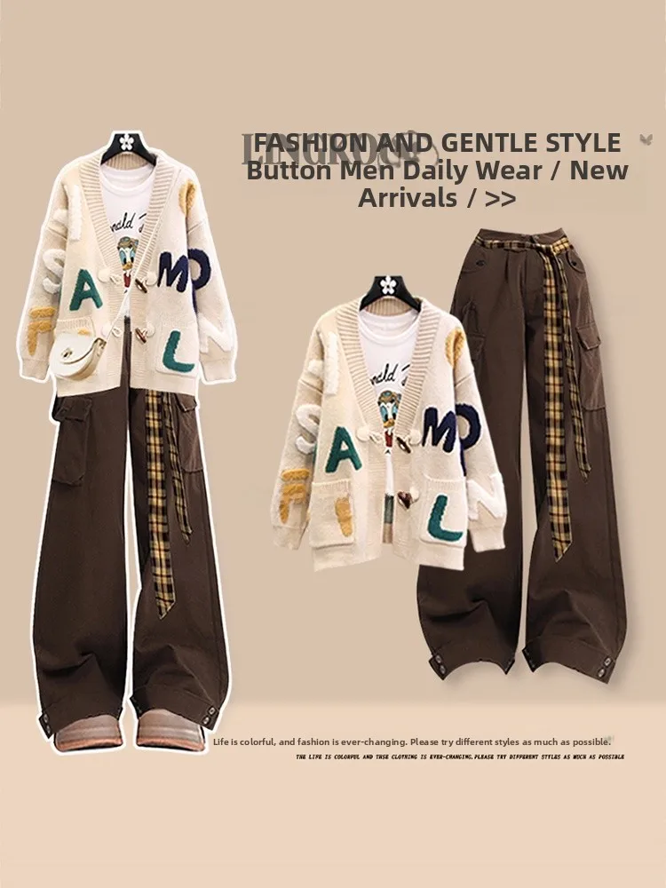 Large Size Autumn College Style Knitted Sweater And Retro Slim Workwear Pants Two Piece Set for Women Fashionable And Youthful
Large Size Autumn College Style Knitted Sweater And Retro Slim Workwear Pants Two Piece Set for Women Fashionable And Youthful