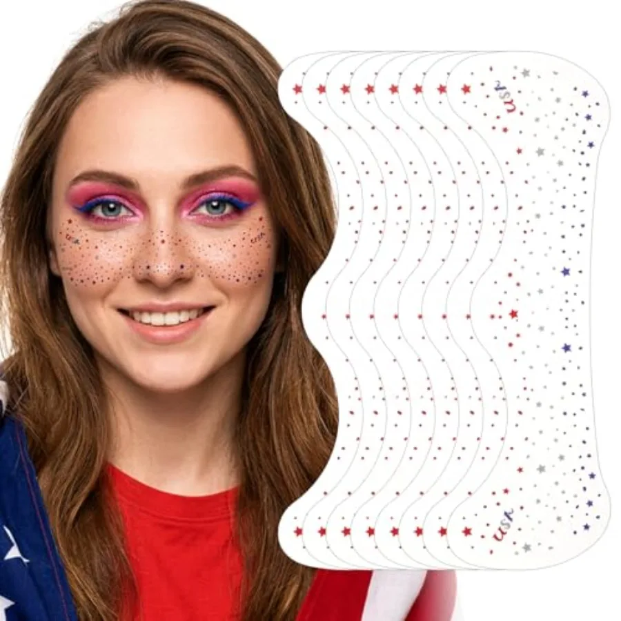 4th of July Face Tattoos for Adults 8 Sheets Glitter Temporary Tattoos Waterproof Red White Blue Stars for Independence Day Par
4th of July Face Tattoos for Adults 8 Sheets Glitter Temporary Tattoos Waterproof Red White Blue Stars for Independence Day Par