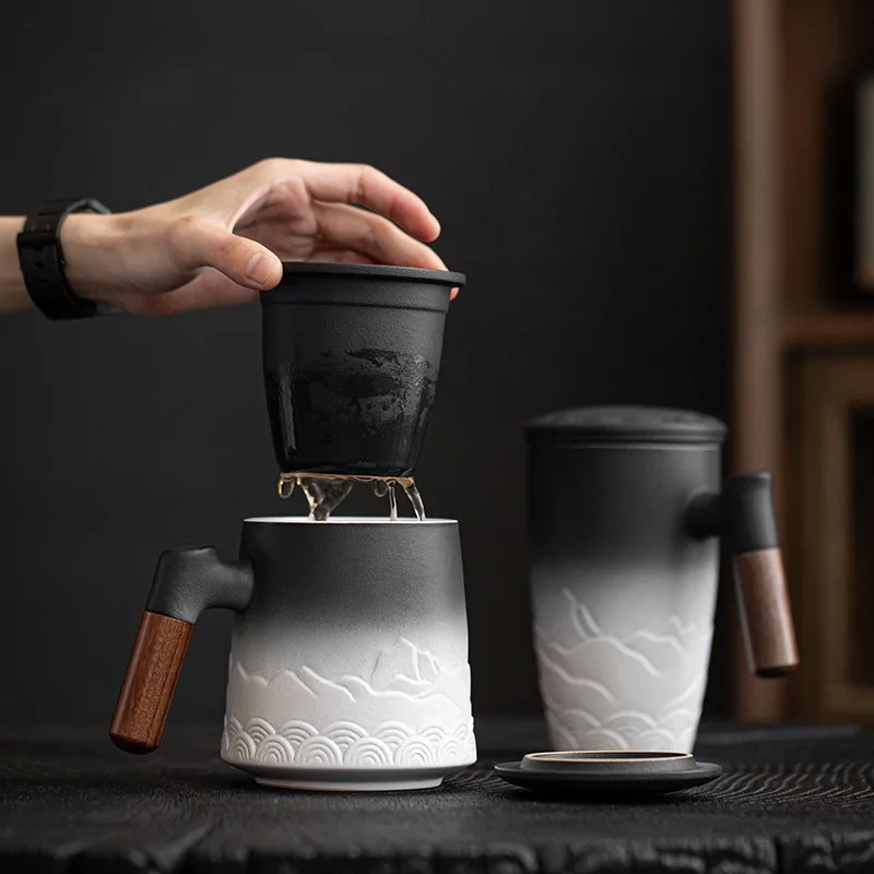 Retro Ceramic Tea Mug Household Espresso Coffee Mug with Infuser Lid Wooden Handle Personalized Gifts Chinese Porcelain
Retro Ceramic Tea Mug Household Espresso Coffee Mug with Infuser Lid Wooden Handle Personalized Gifts Chinese Porcelain