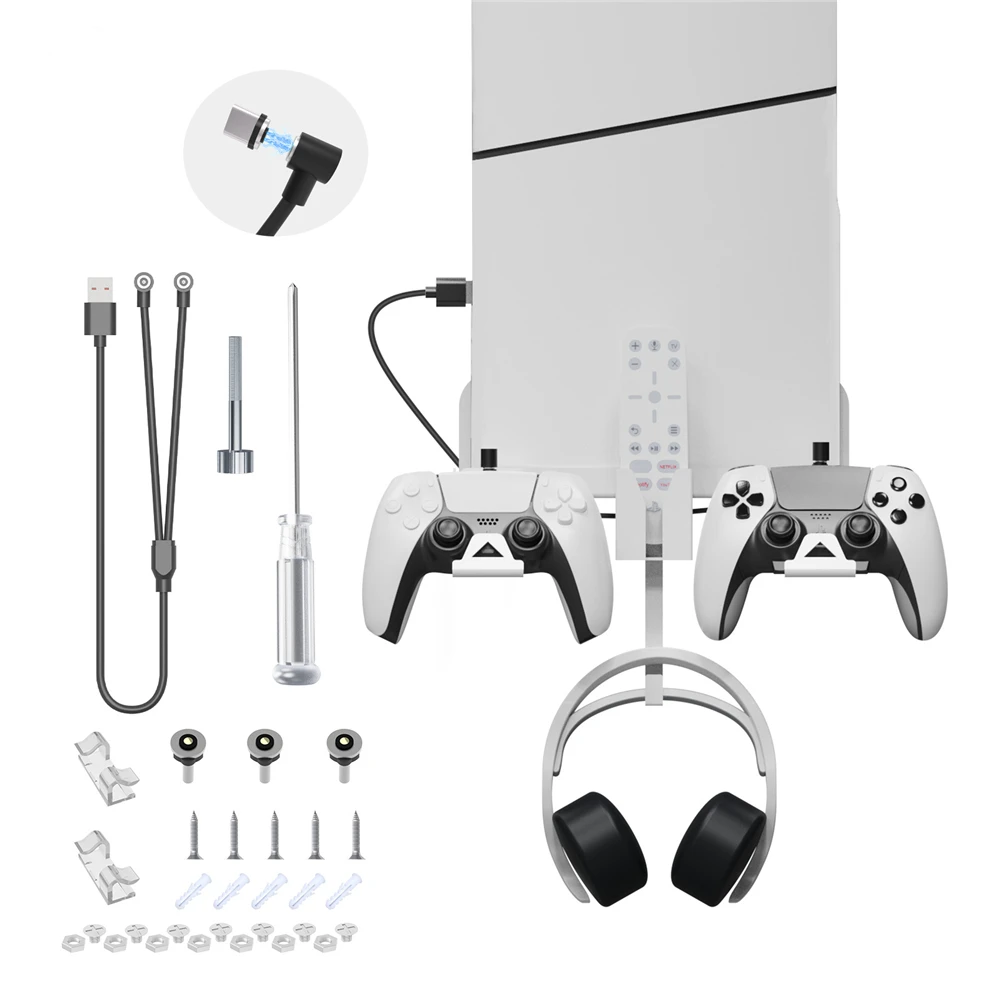 Тонкий настенный монтажный комплект для PS5, металлическая настенная подставка для PS5, тонкий контроллер, зарядная подставка, зарядное устройство, гарнитура, подвесной кронштейн
Тонкий настенный монтажный комплект для PS5, металлическая настенная подставка для PS5, тонкий контроллер, зарядная подставка, зарядное устройство, гарнитура, подвесной кронштейн