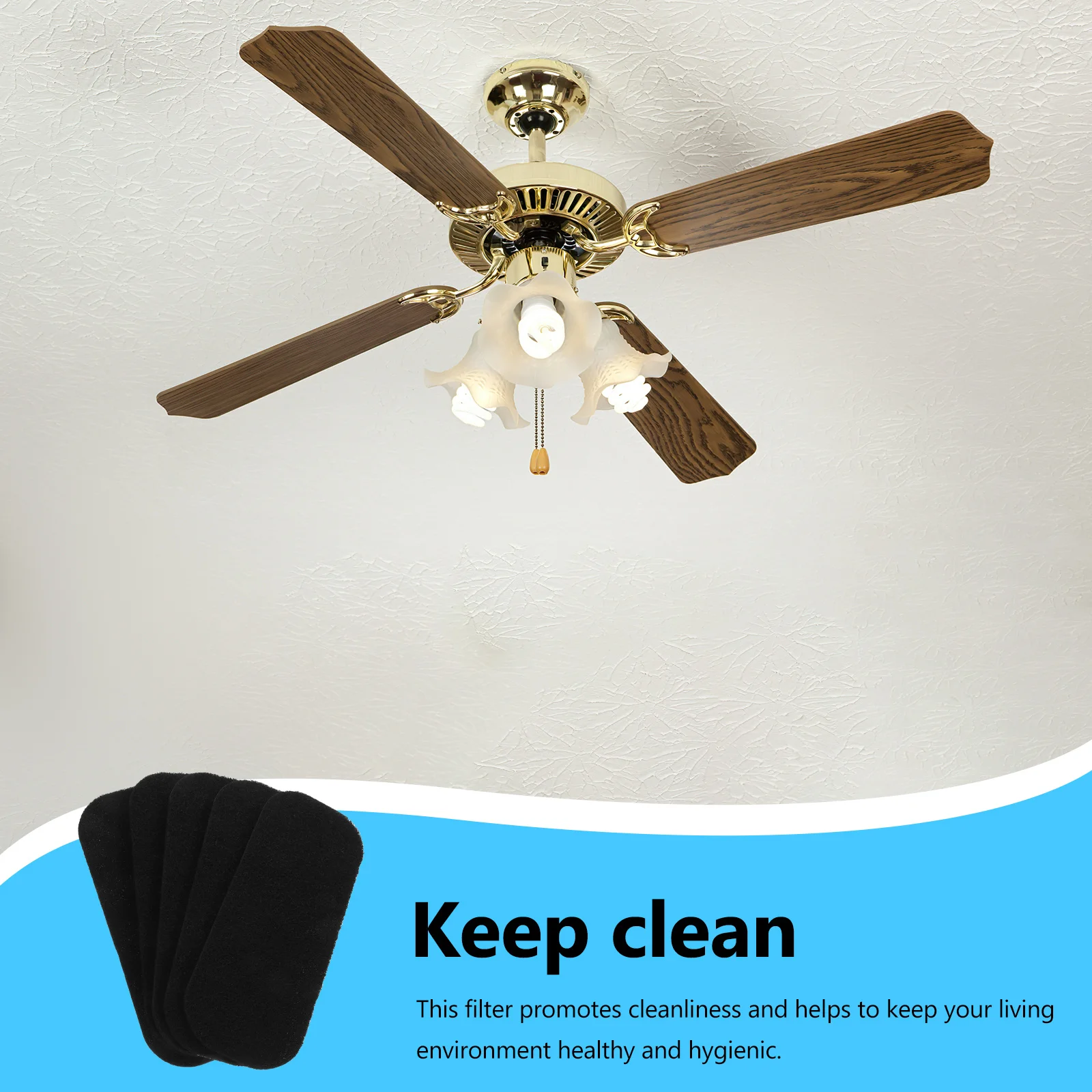 5Pcs Ceiling Fan Filter Pads Self-Adhesive Air Purifier for Indoor Use Dust Collector Replacement Filters Easy Install Fan
5Pcs Ceiling Fan Filter Pads Self-Adhesive Air Purifier for Indoor Use Dust Collector Replacement Filters Easy Install Fan