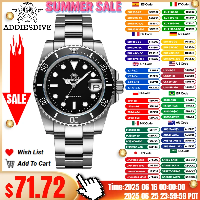 ADDIESDIVE 41mm Watch For Men 20Bar C3 Super Luminous reloj hombre Quartz watch relogio masculino Men Steel Waterproof Watches
ADDIESDIVE 41mm Watch For Men 20Bar C3 Super Luminous reloj hombre Quartz watch relogio masculino Men Steel Waterproof Watches