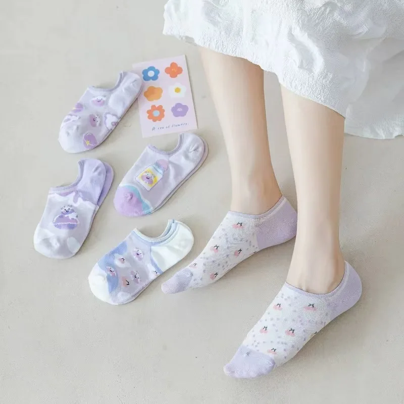 1/5 пар летних женских носков-невидимок с мультяшным принтом коровы, низкие, с неглубоким вырезом, милые и трендовые, из чистого хлопка
1/5 пар летних женских носков-невидимок с мультяшным принтом коровы, низкие, с неглубоким вырезом, милые и трендовые, из чистого хлопка