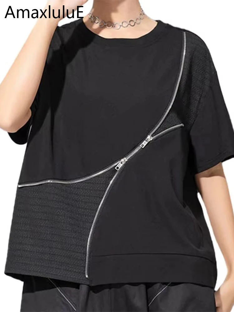 Amax luluE 2025 Summer Womens Fashion Zipper Punk Tee Shirts Leisure Clothes Ladies Luxury Loose Vintage Tops Classic Streetwear
Amax luluE 2025 Summer Womens Fashion Zipper Punk Tee Shirts Leisure Clothes Ladies Luxury Loose Vintage Tops Classic Streetwear