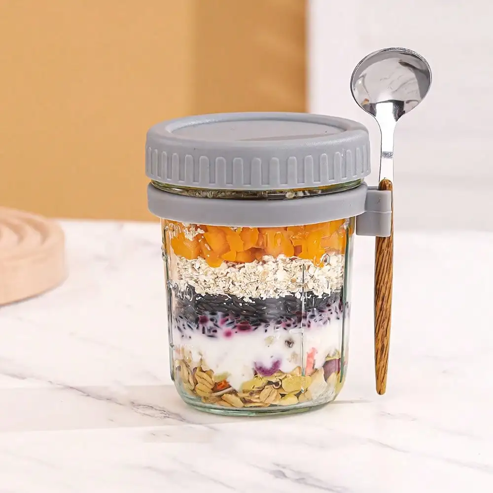 Glass Oat Cup, Overnight Oat Jar, Overnight Oat Container With Lid And Spoon, 16 Ounce Grain, Milk, Vegetable, And Fruit Salad Storage Container With Scale Markings
Glass Oat Cup, Overnight Oat Jar, Overnight Oat Container With Lid And Spoon, 16 Ounce Grain, Milk, Vegetable, And Fruit Salad Storage Container With Scale Markings