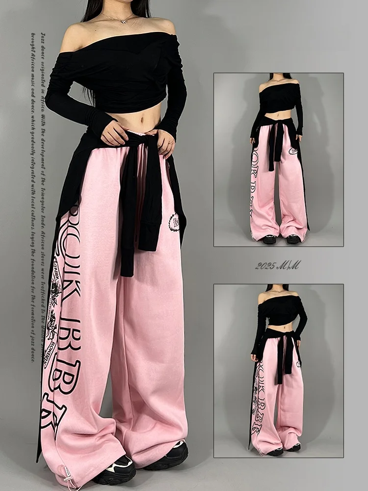 ROKBBKK Street Dance Casual Pants Women's Jazz Dance Printed Loose Fit Straight Leg Cotton Trousers Retro American Hip Hop
ROKBBKK Street Dance Casual Pants Women's Jazz Dance Printed Loose Fit Straight Leg Cotton Trousers Retro American Hip Hop