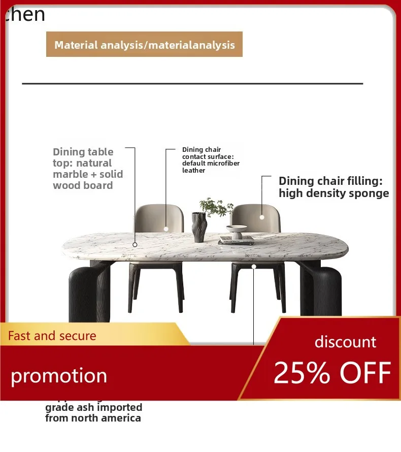 HXL high-end marble dining table household minimalist ash wood solid wood dining table and chair combination
HXL high-end marble dining table household minimalist ash wood solid wood dining table and chair combination