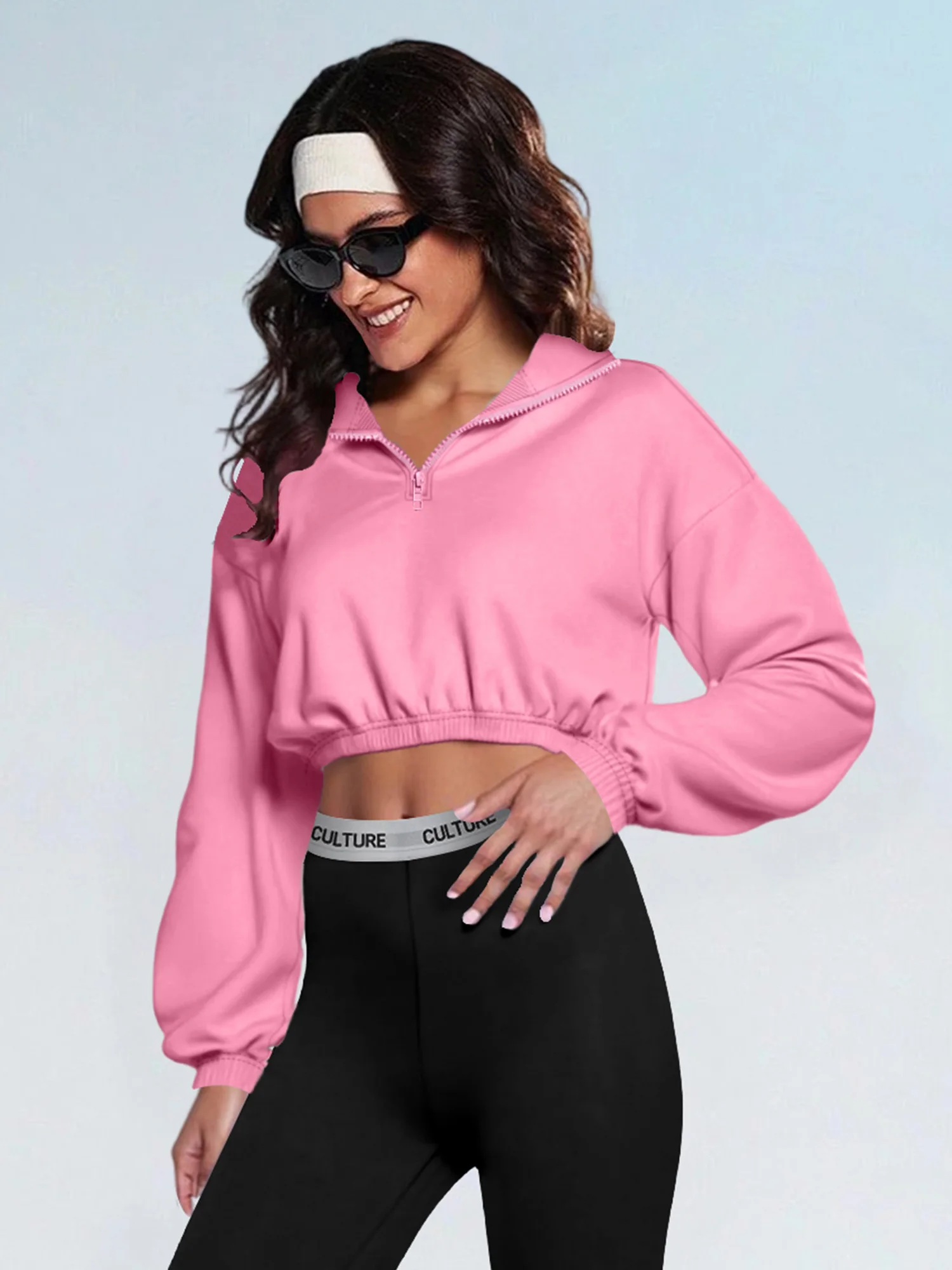 Fashion Women Half Zip Cropped Sweatshirt, Stand Collar Long Sleeve Pullover, Casual Daily Streetwear Tops
Fashion Women Half Zip Cropped Sweatshirt, Stand Collar Long Sleeve Pullover, Casual Daily Streetwear Tops