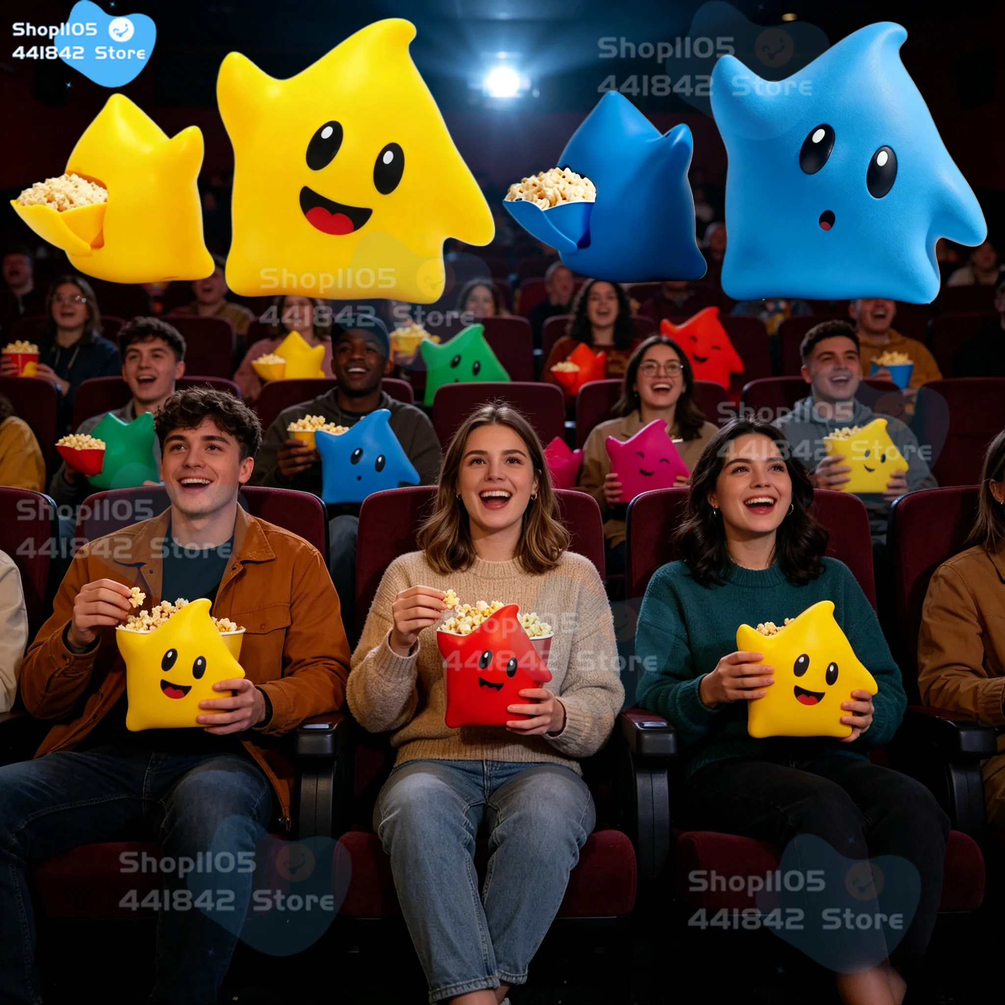 Cute Star-Shaped Glowing Popcorn Bucket, 3D Plastic Cartoon Character Decorative Ornament with LED Light for Movie Night Party
Cute Star-Shaped Glowing Popcorn Bucket, 3D Plastic Cartoon Character Decorative Ornament with LED Light for Movie Night Party