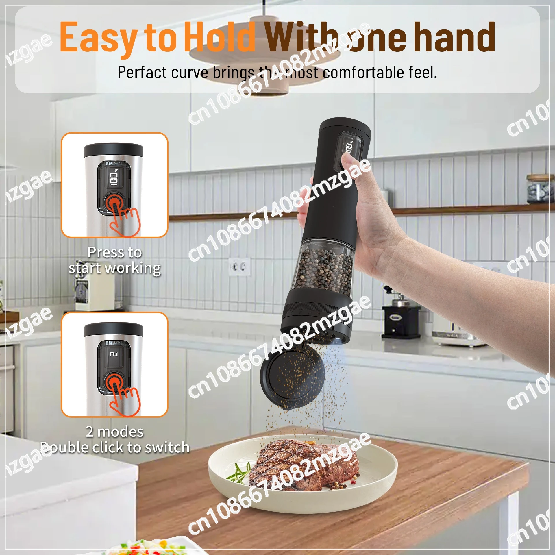 Household Portable Kitchen Food Bottle Pepper Electric Grinder Thickness Adjustable Sea Salt Pepper Automatic Seasoning Jar
Household Portable Kitchen Food Bottle Pepper Electric Grinder Thickness Adjustable Sea Salt Pepper Automatic Seasoning Jar