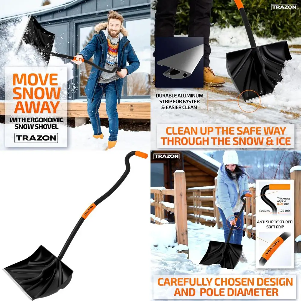 Heavy-Duty Snow Shovel with Ergonomic Handle for Driveway, 18-Inch Blade, 60-Inch Long Handle, Black
Heavy-Duty Snow Shovel with Ergonomic Handle for Driveway, 18-Inch Blade, 60-Inch Long Handle, Black