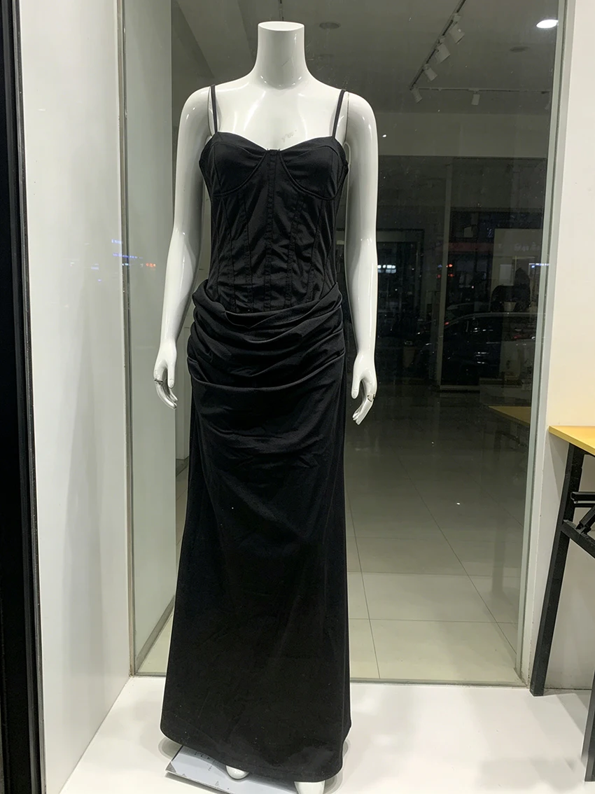 2026 Black Corset Style Maxi Dress for Women with Spaghetti Straps, Ruched Waist and Lace-Up Back for Formal Occasions
2026 Black Corset Style Maxi Dress for Women with Spaghetti Straps, Ruched Waist and Lace-Up Back for Formal Occasions