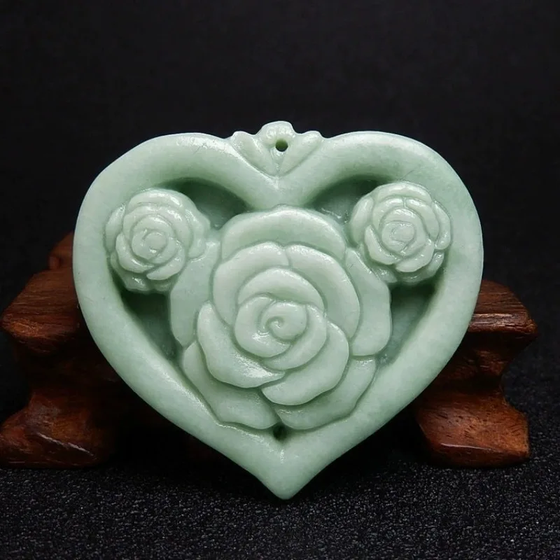 Natural Bean Green Handmade Carved Rose Jade Pendant, Fashionable Boutique Jewelry, Men's and Women's Heart-shaped Necklace Gift
Natural Bean Green Handmade Carved Rose Jade Pendant, Fashionable Boutique Jewelry, Men's and Women's Heart-shaped Necklace Gift