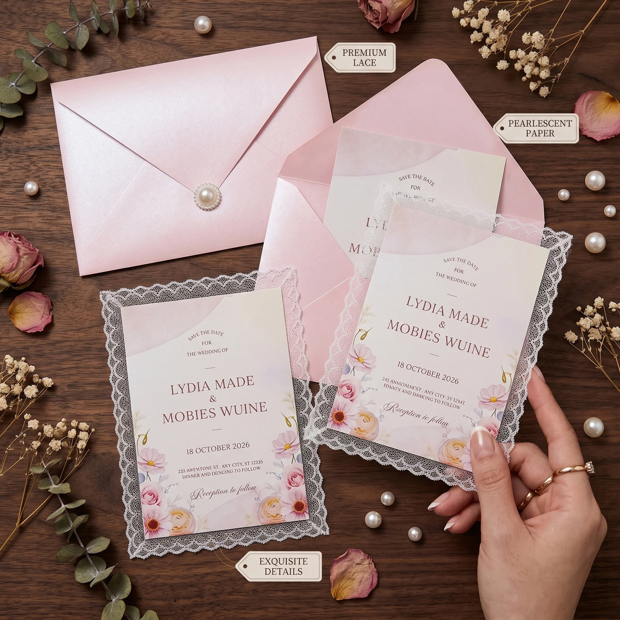Exquisite Luxury Lace Wedding Invitations Elegant Bridal Invites Custom Personalized Cards with Envelope Perfect Wedding Gift
Exquisite Luxury Lace Wedding Invitations Elegant Bridal Invites Custom Personalized Cards with Envelope Perfect Wedding Gift