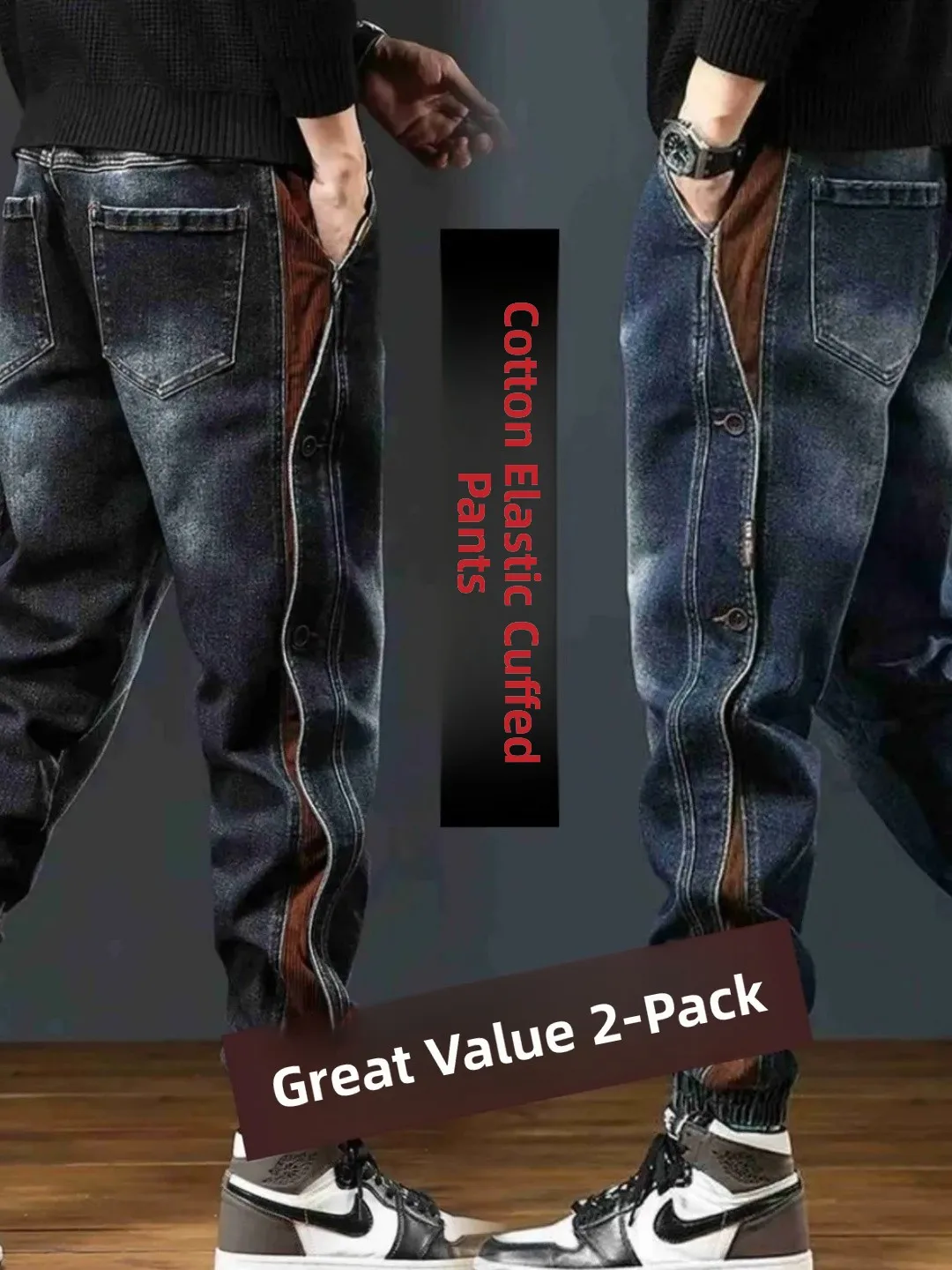 Retro American Denim Jeans Men's Elastic Casual Loose Straight Harlan Pants Elastic Waist Wear Resistant Heat Proof Work Pants
Retro American Denim Jeans Men's Elastic Casual Loose Straight Harlan Pants Elastic Waist Wear Resistant Heat Proof Work Pants
