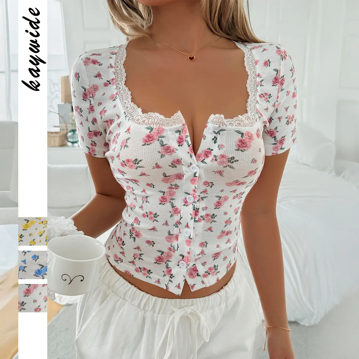 Vintage Short Sleeved Clothes Harajuku Flower Lace T-shirt for Women's Summer 2025 Clothing
Vintage Short Sleeved Clothes Harajuku Flower Lace T-shirt for Women's Summer 2025 Clothing