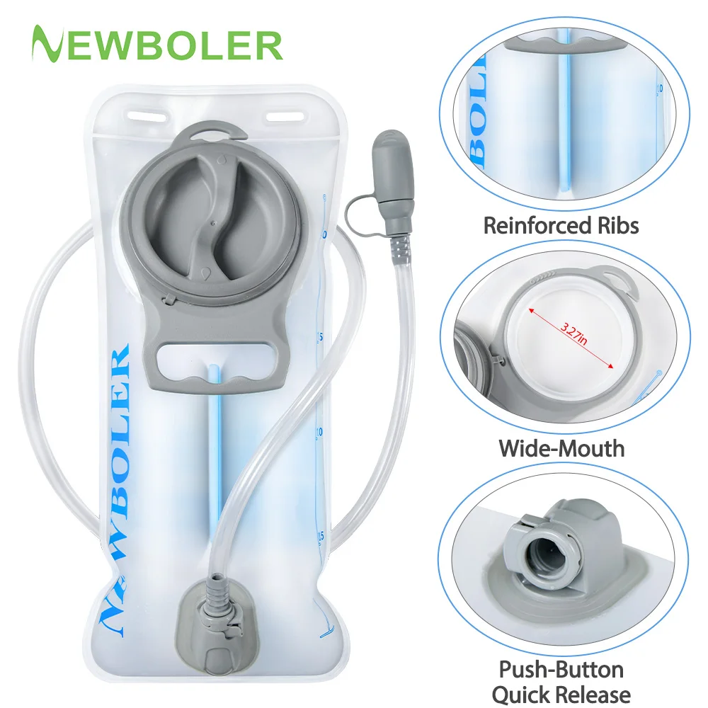 NEWBOLER 1,5 л/2 л герметичный водяной резервуар для гидратации PEVA сумка для хранения воды без BPA водный пузырь для пеших прогулок и спорта
NEWBOLER 1,5 л/2 л герметичный водяной резервуар для гидратации PEVA сумка для хранения воды без BPA водный пузырь для пеших прогулок и спорта