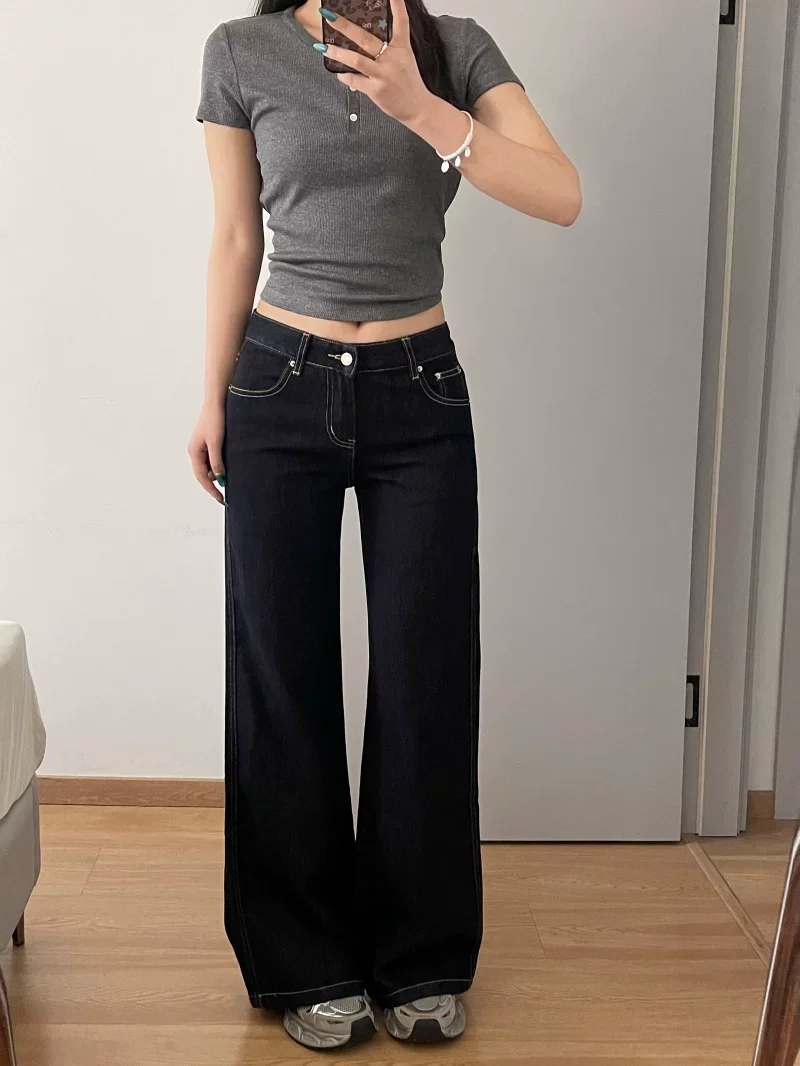 Low Waist Original Jeans High Waist Slimming American Style Loose Wide Leg Bell Bottom Natural Color Denim Pants for Women
Low Waist Original Jeans High Waist Slimming American Style Loose Wide Leg Bell Bottom Natural Color Denim Pants for Women