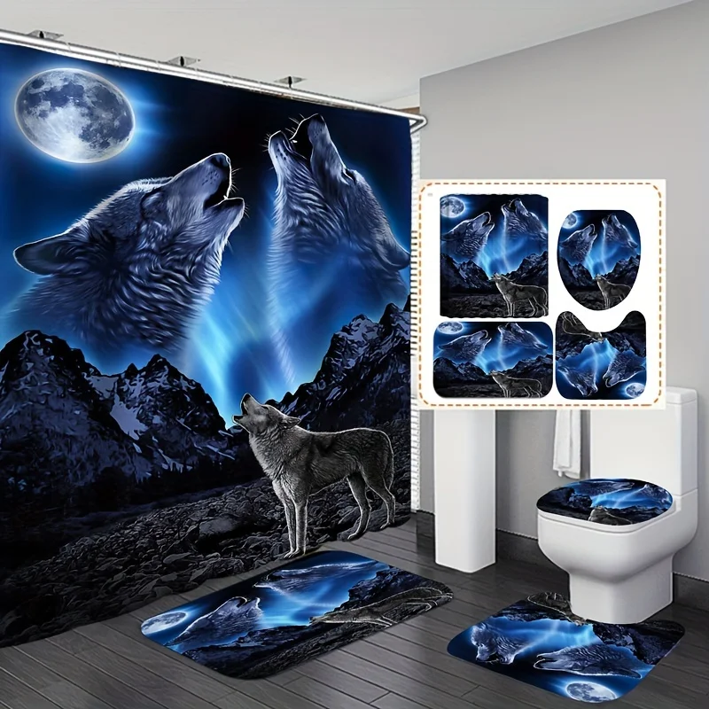 Roaring Wolf Bathroom Set under Full Moon - Waterproof Shower Curtain, Super Soft Floor Mat, Toilet Lid, and Contour Mat
Roaring Wolf Bathroom Set under Full Moon - Waterproof Shower Curtain, Super Soft Floor Mat, Toilet Lid, and Contour Mat