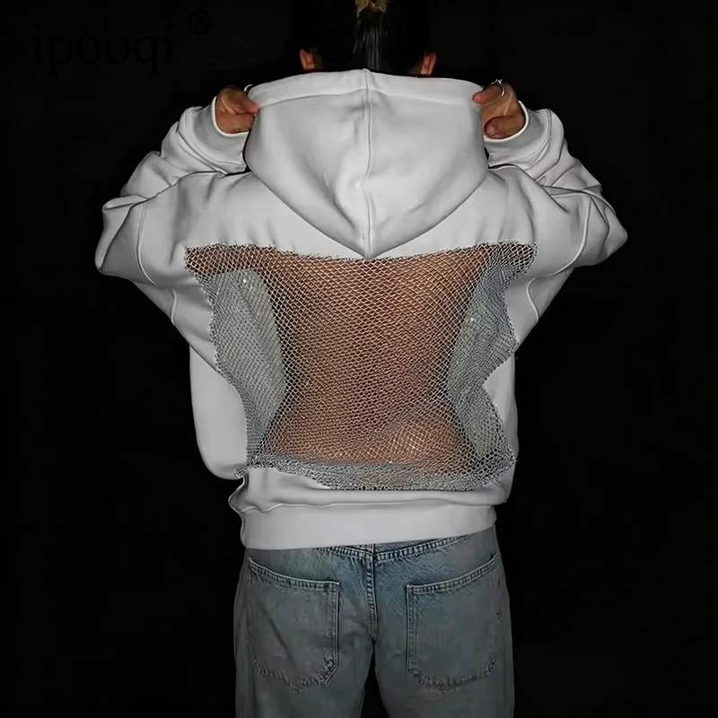 ipooqi Streetwear Hollow Out Mesh Back White Hoodie Sexy Glitter Fishnet Patchwork Oversized Hooded Sweatshirts Punk Grunge Tops
ipooqi Streetwear Hollow Out Mesh Back White Hoodie Sexy Glitter Fishnet Patchwork Oversized Hooded Sweatshirts Punk Grunge Tops