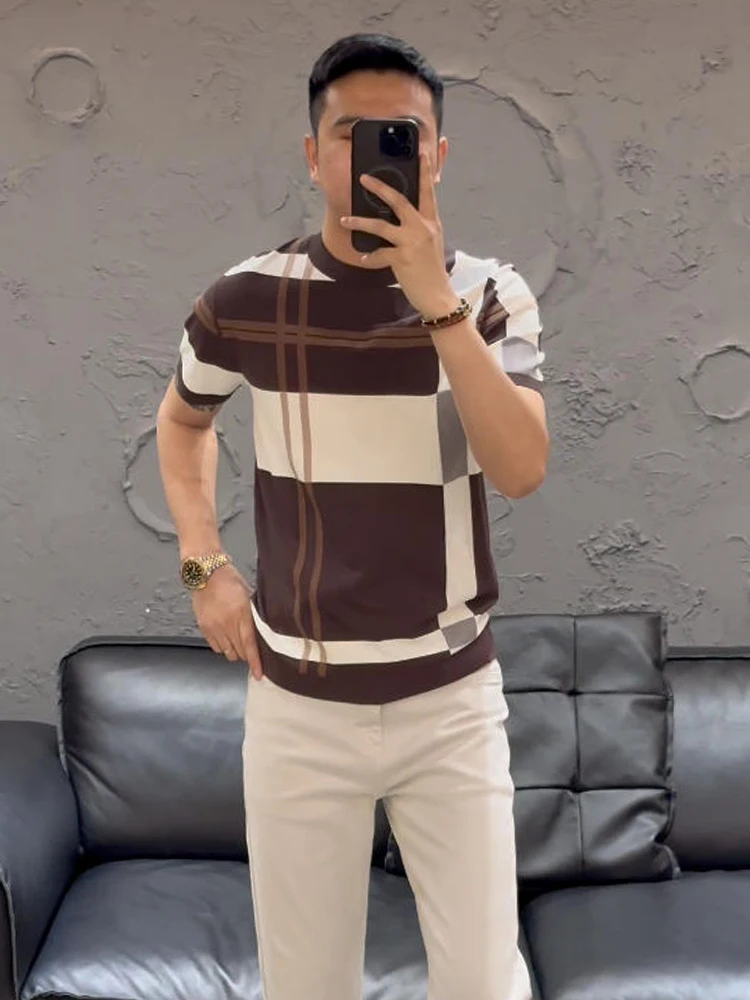 Business Casual round Neck Short Sleeve T-Shirt Men's Comfortable Elastic Half Sleeve Stylish Checkered Pattern Breathable Sk...
Business Casual round Neck Short Sleeve T-Shirt Men's Comfortable Elastic Half Sleeve Stylish Checkered Pattern Breathable Sk...