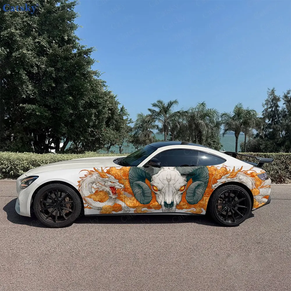 2pcs Dragon Pattern Ram Skull Car Side Wraps, Self-Adhesive PVC Waterproof & Scratch-Resistant Stickers, Car Accessory Gift
2pcs Dragon Pattern Ram Skull Car Side Wraps, Self-Adhesive PVC Waterproof & Scratch-Resistant Stickers, Car Accessory Gift