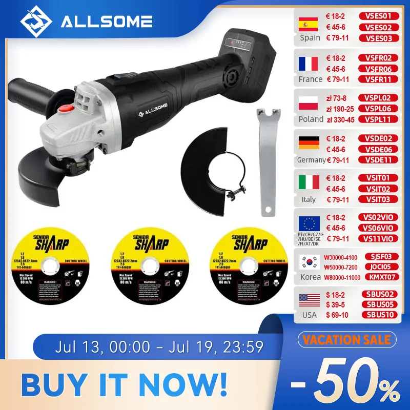Allsome 18V Brushless Cordless 125mm Angle Grinder - Tool Only
Allsome 18V Brushless Cordless 125mm Angle Grinder - Tool Only