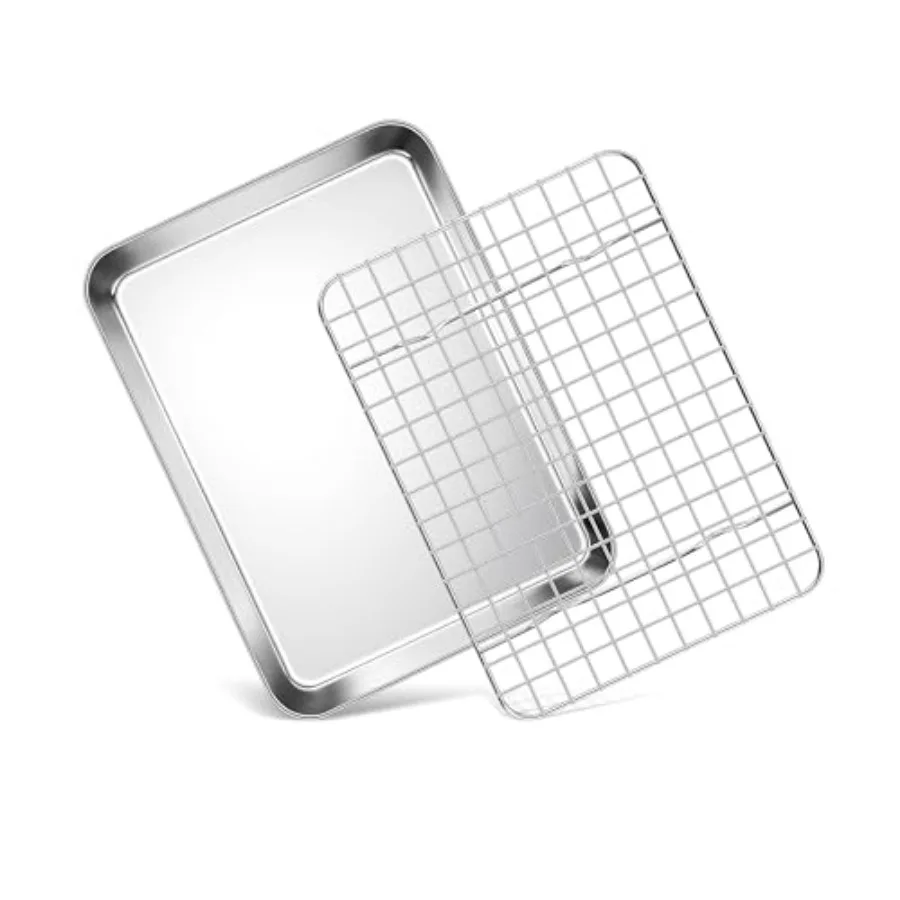 Toaster Oven Pan with Rack Set 1 Pan+1 Rack,9 x 7 Inch Small Baking Sheet with Wire Rack, Stainless Steel Cookie Sheets for Bak
Toaster Oven Pan with Rack Set 1 Pan+1 Rack,9 x 7 Inch Small Baking Sheet with Wire Rack, Stainless Steel Cookie Sheets for Bak