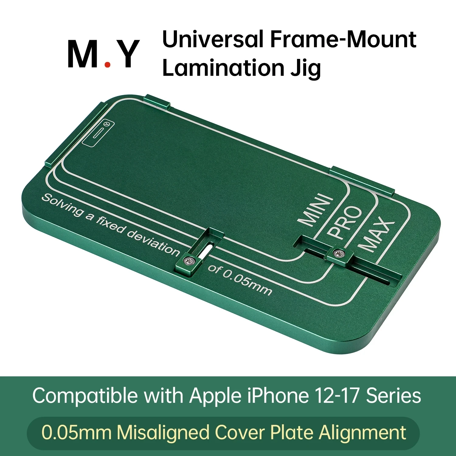 Универсальный ламинатор M.Y 180 мм X 100 мм с креплением в рамке и компенсацией смещения 0,05 мм для ремонта серии iPhone 12-17
Универсальный ламинатор M.Y 180 мм X 100 мм с креплением в рамке и компенсацией смещения 0,05 мм для ремонта серии iPhone 12-17
