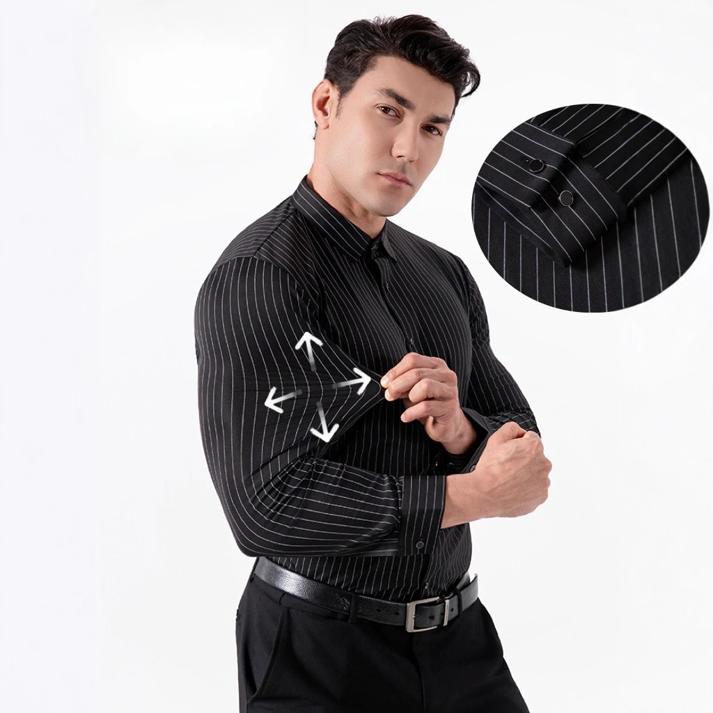 High Elastic Striped Long Sleeve Shirt Mens Wrinkle Resistant Non Iron Seamless Business Casual Wear
High Elastic Striped Long Sleeve Shirt Mens Wrinkle Resistant Non Iron Seamless Business Casual Wear