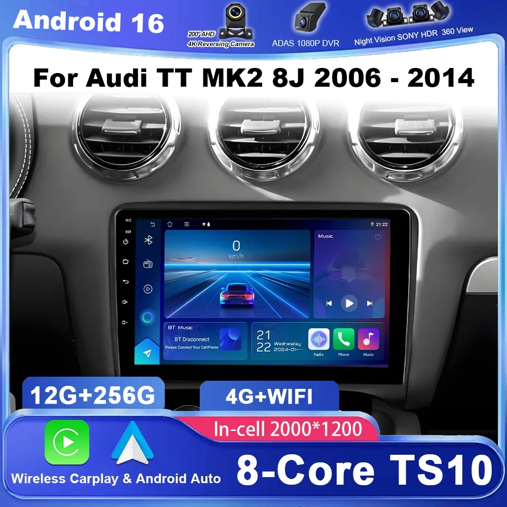 Car DVD Android 16 Radio Stereo For Audi TT MK2 8J 2006 - 2014 Auto Multimedia Player GPS Navigation Carplay Touch Screen 2DIN
Car DVD Android 16 Radio Stereo For Audi TT MK2 8J 2006 - 2014 Auto Multimedia Player GPS Navigation Carplay Touch Screen 2DIN