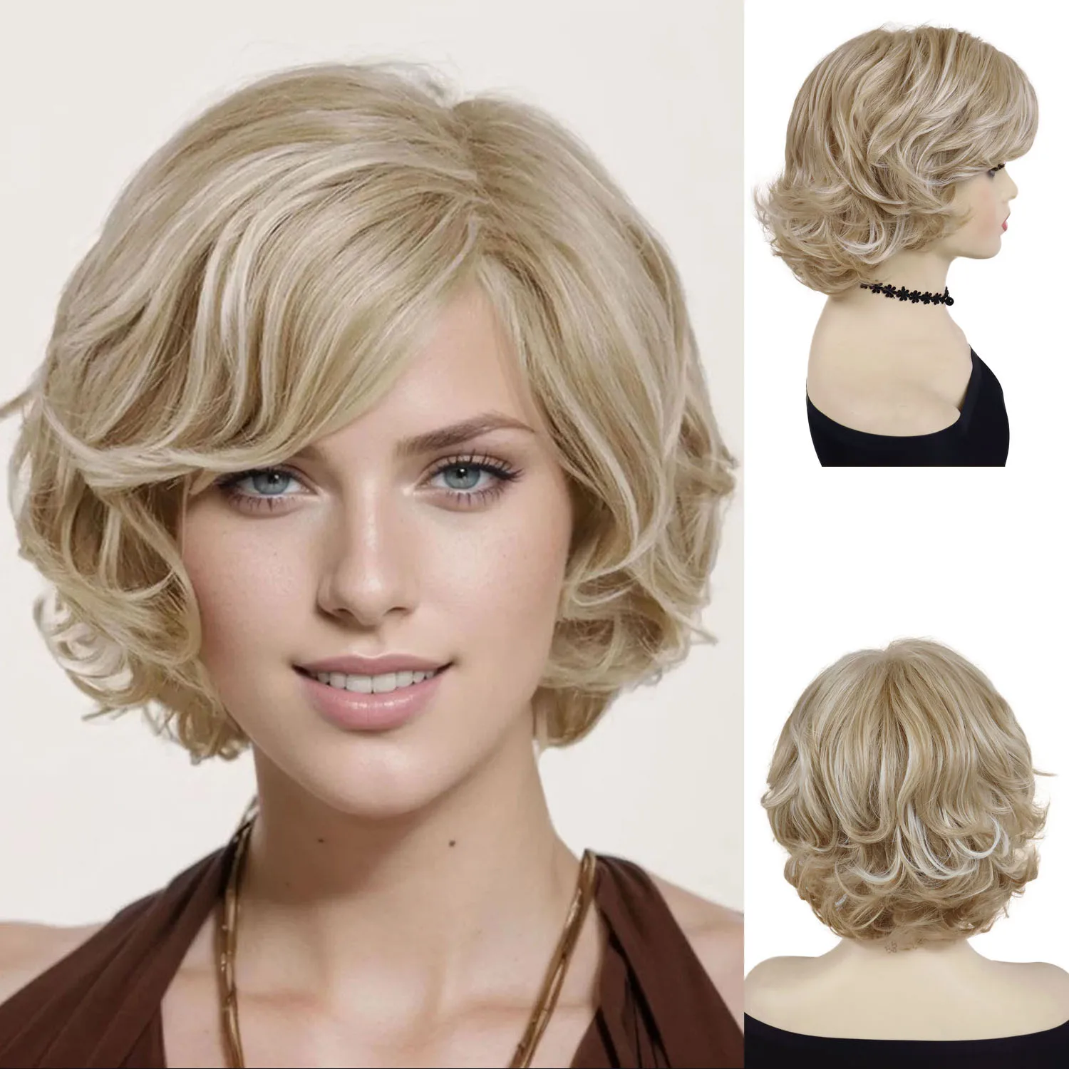 GNIMEGIL синтетические волосы светлые вьющиеся парики для белых женщин модный модный короткий парик с челкой натуральные прически парики для мамы 
GNIMEGIL синтетические волосы светлые вьющиеся парики для белых женщин модный модный короткий парик с челкой натуральные прически парики для мамы