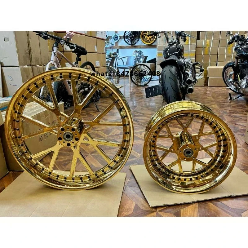 Custom Forged T6061 New Wheels 16" to 26" Chrome Gold Finish for Softail Fatboy Breakout &Touring Includes Hub Bearings
Custom Forged T6061 New Wheels 16" to 26" Chrome Gold Finish for Softail Fatboy Breakout &Touring Includes Hub Bearings