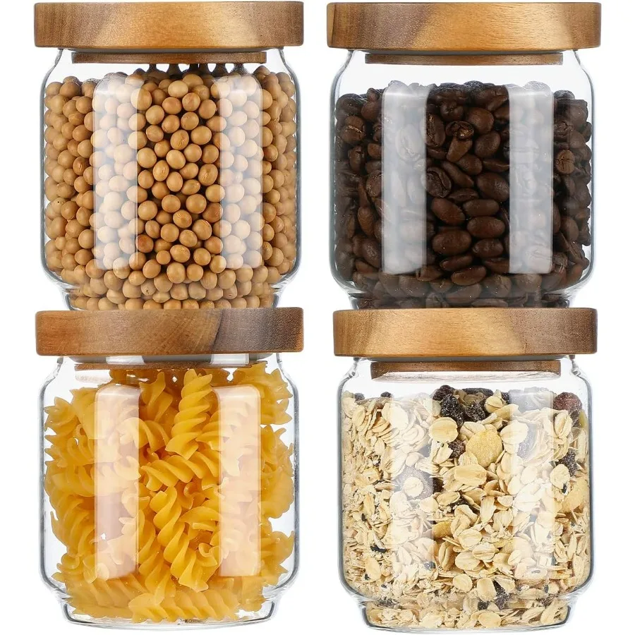 Glass Storage Containers Set of 4 15 FL OZ High Borosilicate Glass Jars Kitchen Food Canisters with Acacia Wood Lids for Coffee
Glass Storage Containers Set of 4 15 FL OZ High Borosilicate Glass Jars Kitchen Food Canisters with Acacia Wood Lids for Coffee