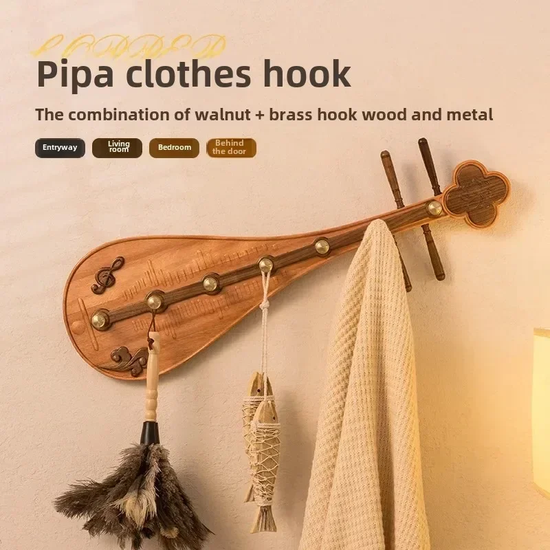 Creative clothes wall hook porch entrance entrance door hats rack brass walnut hanger
Creative clothes wall hook porch entrance entrance door hats rack brass walnut hanger
