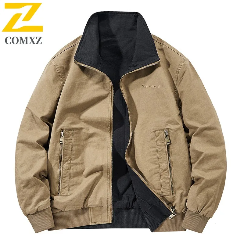 COMXZ 2025 Men Cotton Jacket Reversible Business Casual Loose Fit Stand Collar Sport Big Size Coat Spring Autumn New Arrival
COMXZ 2025 Men Cotton Jacket Reversible Business Casual Loose Fit Stand Collar Sport Big Size Coat Spring Autumn New Arrival