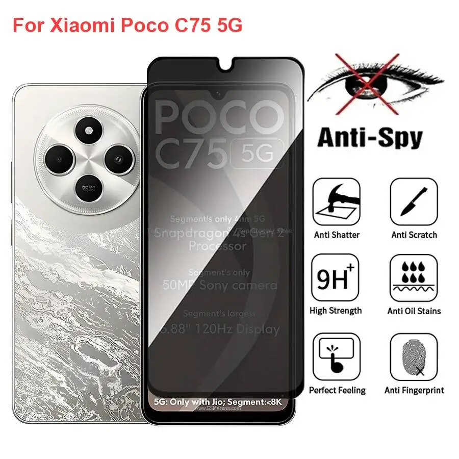 For Xiaomi Poco C75 Anti Spy Privacy Tempered Glass Protector Compatible For Pococ75 5G Full Cover Screen Phone Film
For Xiaomi Poco C75 Anti Spy Privacy Tempered Glass Protector Compatible For Pococ75 5G Full Cover Screen Phone Film