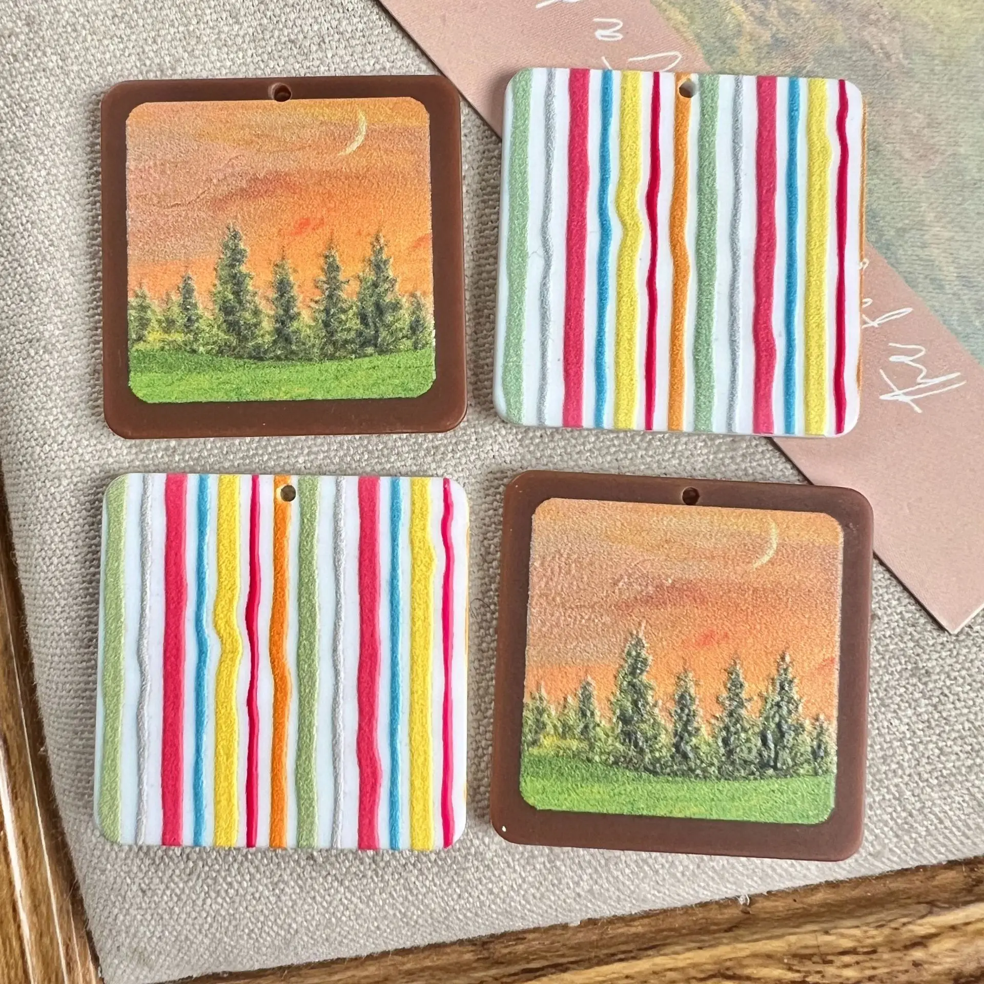 10pcs Handmade Bohemia Acrylic Jewelry Pendant Charms Stripe Pendants Diy Necklace Earrings Connectors Jewelry Making Findings
10pcs Handmade Bohemia Acrylic Jewelry Pendant Charms Stripe Pendants Diy Necklace Earrings Connectors Jewelry Making Findings