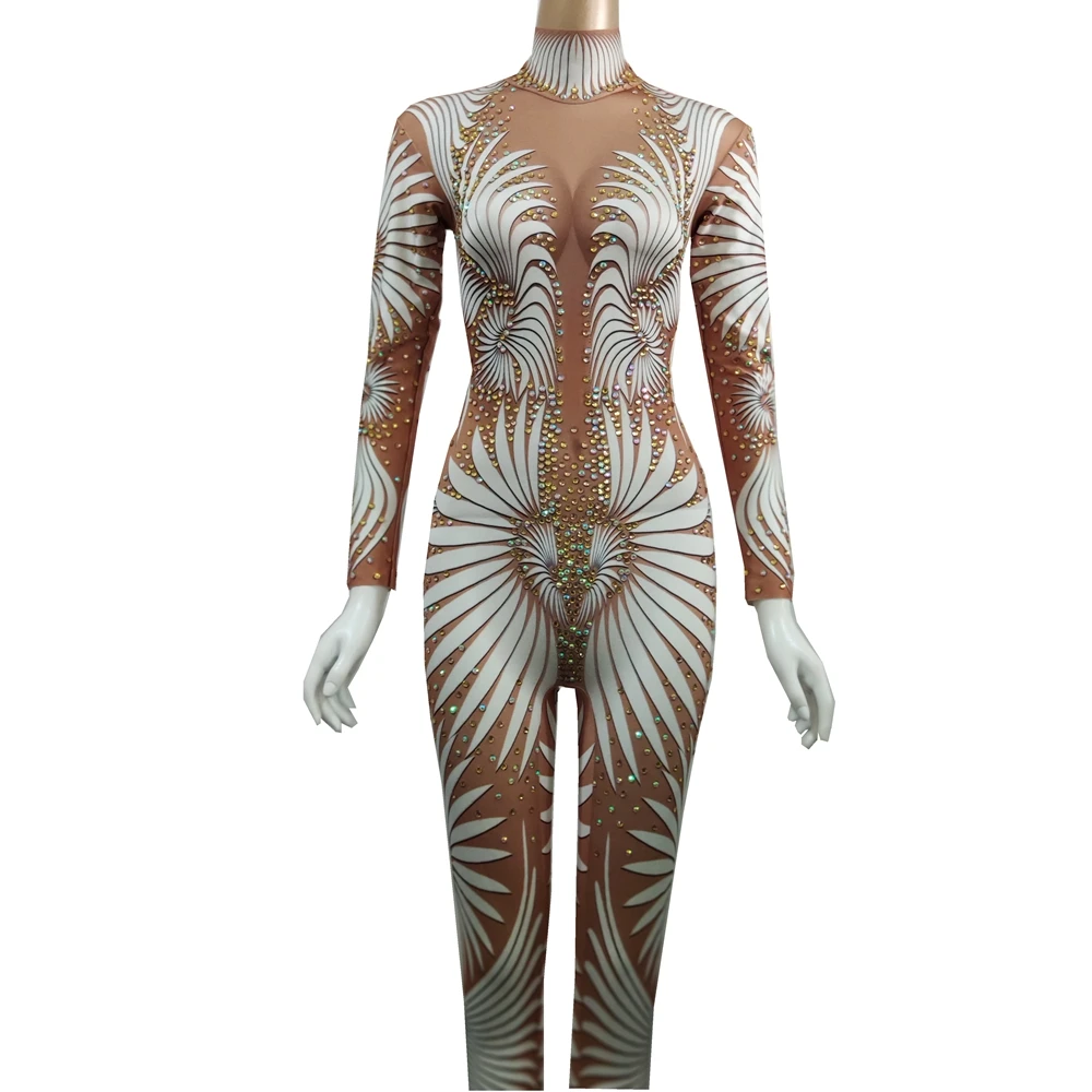 Sexy Print Jumpsuit Long Sleeve Sparkly Rhinestones Bodysuit Stage Dance Costume Female Singer Club Wear Party Outfit
Sexy Print Jumpsuit Long Sleeve Sparkly Rhinestones Bodysuit Stage Dance Costume Female Singer Club Wear Party Outfit