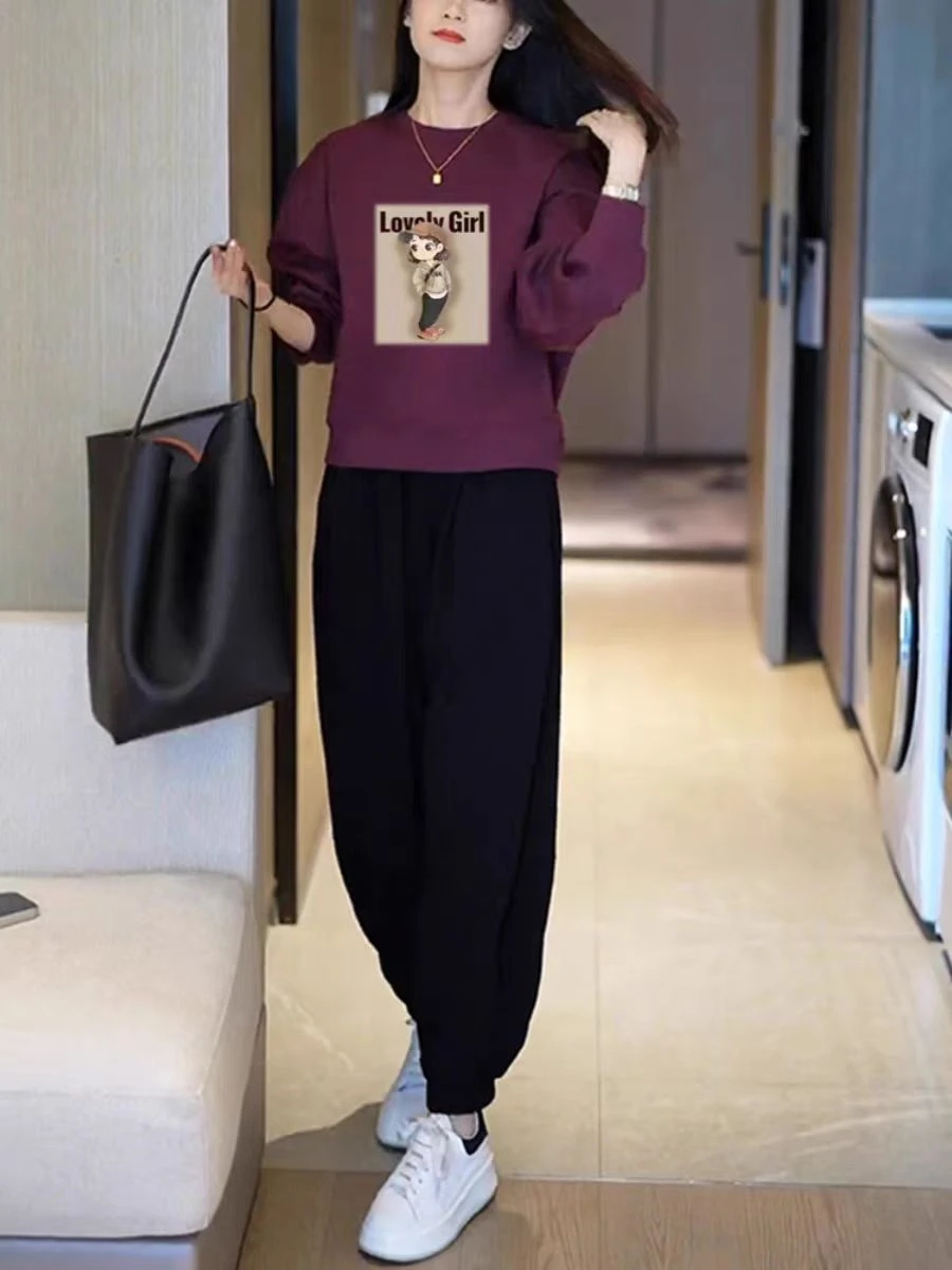 Spring Autumn Sportswear Set for Women Casual Thin Running Tracksuit with Printed Hoodie And Pants Long Sleeve round Neck Two...
Spring Autumn Sportswear Set for Women Casual Thin Running Tracksuit with Printed Hoodie And Pants Long Sleeve round Neck Two...