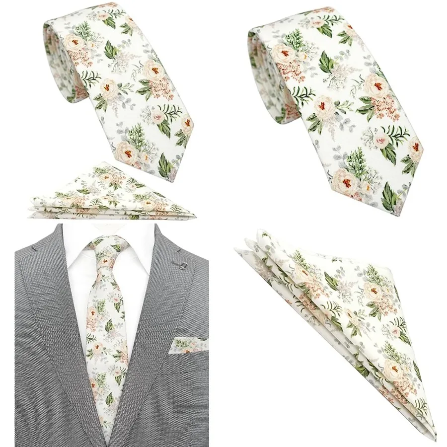 Mens Casual Skinny Floral Tie Combo Set with Flower Pocket Square 2½" Cotton Necktie Hand Made,
Mens Casual Skinny Floral Tie Combo Set with Flower Pocket Square 2½" Cotton Necktie Hand Made,
