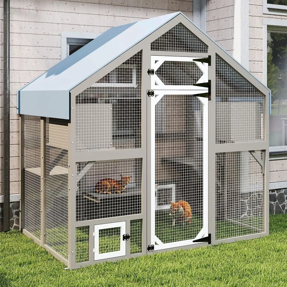 Large Outdoor Cat Enclosure with Window, 2 Condos, Platforms, and Weatherproof Roof (69.5 L x 47 W x 71 H)
Large Outdoor Cat Enclosure with Window, 2 Condos, Platforms, and Weatherproof Roof (69.5 L x 47 W x 71 H)