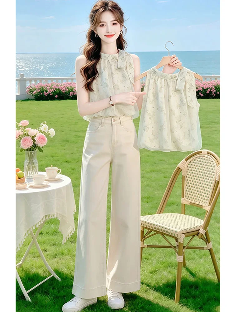 Floral Print Sleeveless Shirt Women's Summer New Style Hanging Neck Top Casual Loose Fit round Neck Casual Shirt for Women
Floral Print Sleeveless Shirt Women's Summer New Style Hanging Neck Top Casual Loose Fit round Neck Casual Shirt for Women