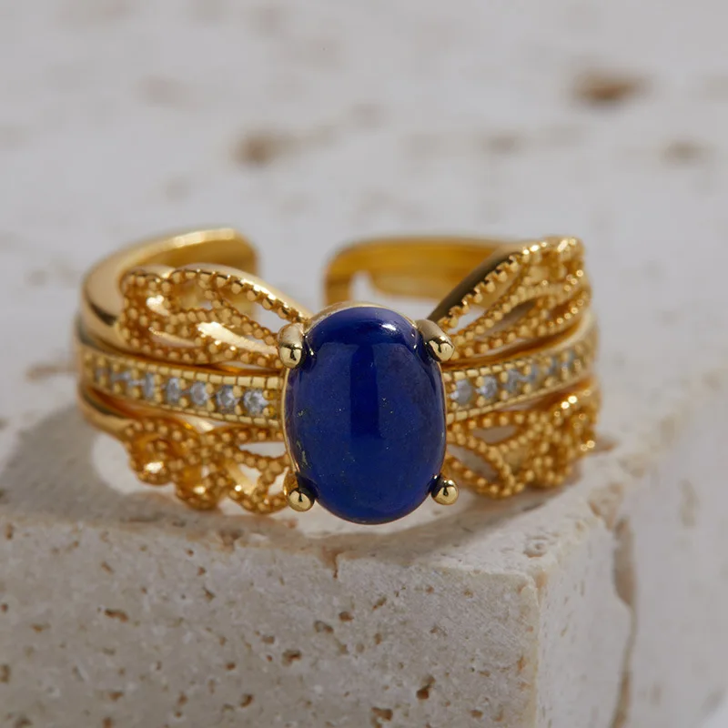 Colorful Treasure Jewelry Hot Items925Natural Lapis Lazuli Detachable Ring for Women Vintage Palace Style Wide Fashion Ring 
Colorful Treasure Jewelry Hot Items925Natural Lapis Lazuli Detachable Ring for Women Vintage Palace Style Wide Fashion Ring