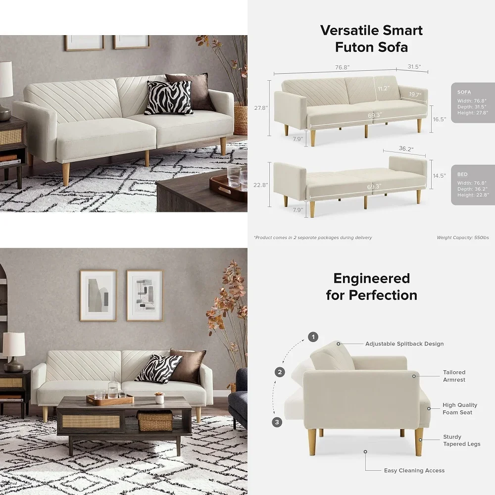 76.4 Futon Sofa Bed, Couch, Loveseat, Sleeper Sofa, Mid Century Modern Futon Couch, Sofa Cama, Couches for Living Room Snow Vel
76.4 Futon Sofa Bed, Couch, Loveseat, Sleeper Sofa, Mid Century Modern Futon Couch, Sofa Cama, Couches for Living Room Snow Vel