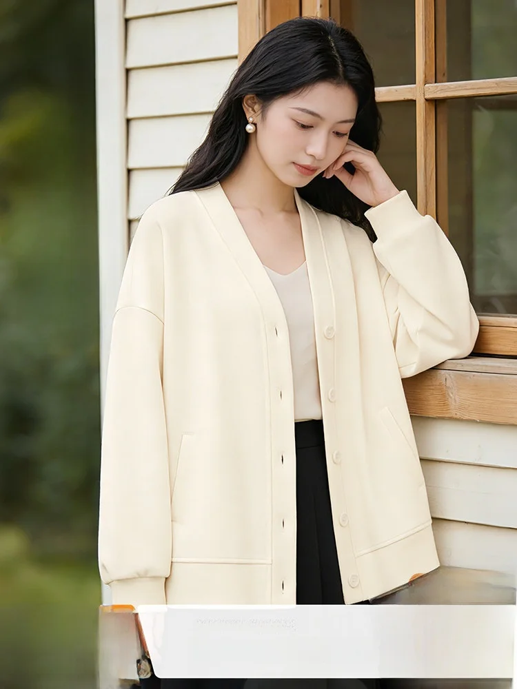 Loose V-Neck Sweatshirt Women's Spring Autumn New Style Lazy Style Outerwear Cardigan Cotton Polyester Blend Long Sleeve
Loose V-Neck Sweatshirt Women's Spring Autumn New Style Lazy Style Outerwear Cardigan Cotton Polyester Blend Long Sleeve