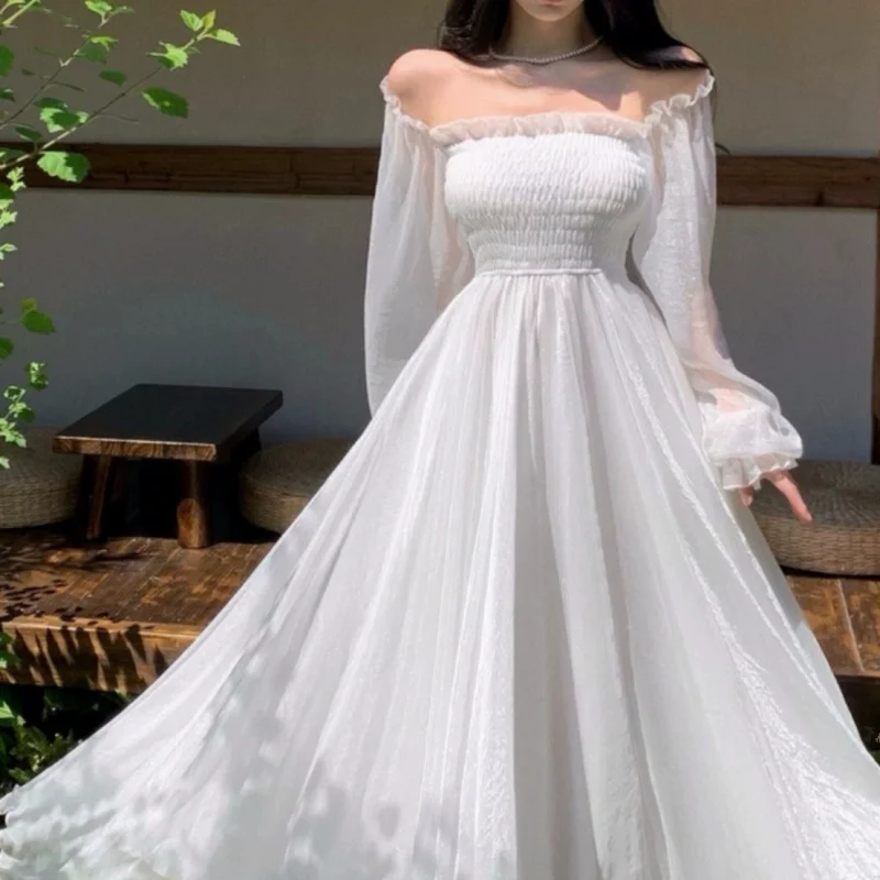 Vacation Women One Shoulder Long Sleeve Dress Waist Cinched Lightweight Polyester Beach Fairy Maxi Skirt Casual Holiday Dress
Vacation Women One Shoulder Long Sleeve Dress Waist Cinched Lightweight Polyester Beach Fairy Maxi Skirt Casual Holiday Dress